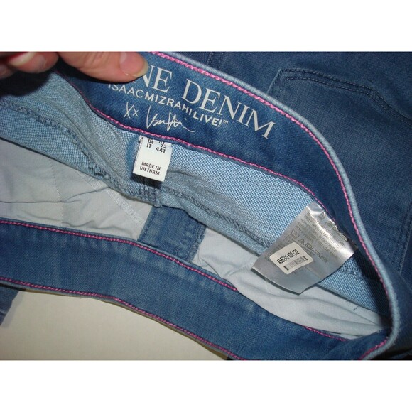 New Womens Isaac Mizrahi Live Divine Denim Pull On Jeans Blue Gold Snaps 14 Tall - Picture 6 of 10